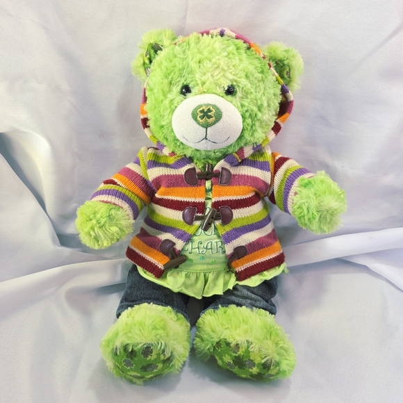 Build A Bear Green Teddy Lucky Charm Clover With Outfit 17 Inch 2010 - Picture 10 of 10